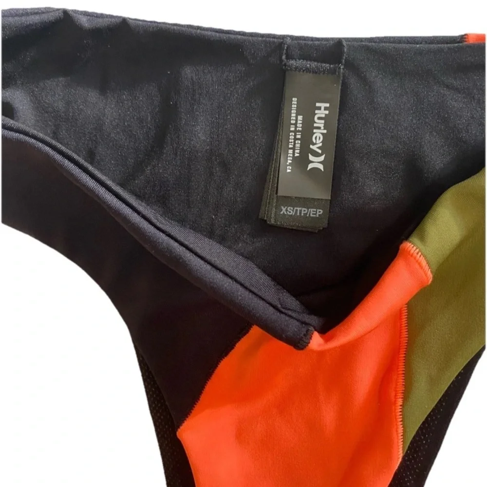 Hurley Bikini Set Women’s XS/S Orange Black Cheeky Coverage 2 Piece Swimsuit